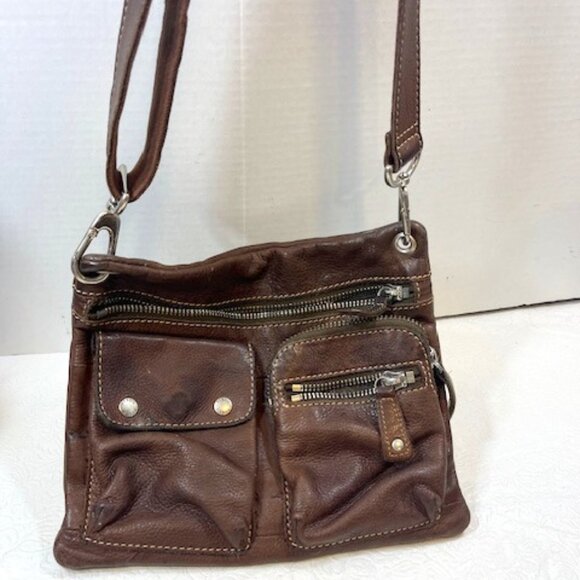 VTG Fossil Sutter Multi-Pocket Messenger Crossbody Pebbled Finish Leather Bag - Picture 4 of 16